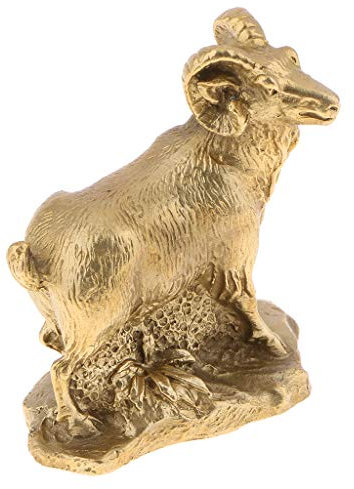 LOVIVER Chinesisches Tierzeichen Tierfiguren Statuen Reiner Messing 12 Shengxiao, Ziege