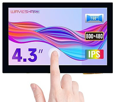 Waveshare 4.3inch LCD Capacitive Touch Display for Raspberry Pi 5/4B/3B+/3A+/3B/2B/B+/A+ 800×480 IPS Wide Angle MIPI DSI Interface Screen 4.3Zoll Mini Bildschirm