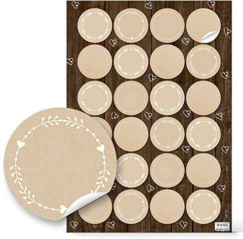 Logbuch-Verlag 24 runde einfarbige Aufkleber zum Beschriften beige weiß Namensaufkleber Gläser Gewürze 4 cm leere Etiketten