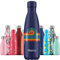 Chillys Isolierflasche MIT Gravur (z.B. Namen) Retro Swirl Wirbel blau 500 ml, hält bis zu 12 Std heiß / 24 Std kalt, auslaufsicher, kohlensäuredicht, Thermo-Flasche Trinkflasche Bottle
