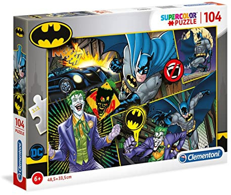 Clementoni - Batman Supercolor Jigsaw Puzzle for Kids from 6 to 8 Years old, 104 Pieces, Made In Italy, 25708