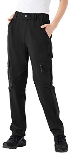 YSENTO Damen Outdoor Wanderhose Wasserdicht Schnelltrocknend Atmungsaktiv Camping Trekkinghose Funktionshose(Schwarz,M)
