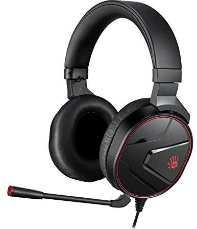 Bloody G600i Wired Gaming Headset with Microphone, 7.1 Virtual Surround Sound, Detachable Noise Canceling Mic, Memory Foam Earpads, Over-Ear Headphone for Xbox, PS4/5, Switch (Black)