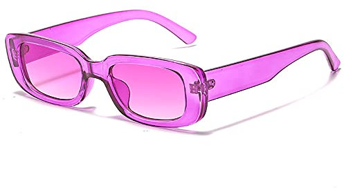 RUNHUIS Retro Rechteck Sonnenbrille Damen Herren Vintage Small Square Fashion Brille Lila