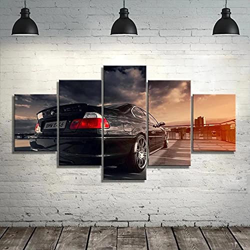 MPPSU Sportwagen-Cool-Running-Poster Wanddekoration Wohnzimmer Leinwandbild Jugendzimmer Poster Set Modern 5 Teiliges Wandbild Bedroom Decor XXL Bilder Mit Rahmen 150 * 80cm