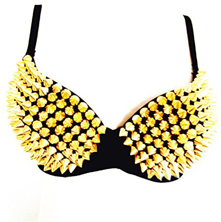 Syfinee Damen Sexy BH-Tops, Metallische Spike-Nieten BH Punk Push-Up Tops Unterwäsche für Party Club Raves Sport