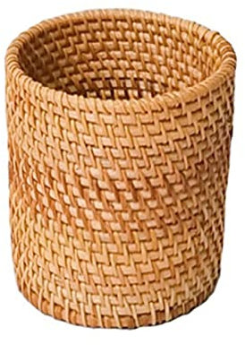 Danfer Porte-Stylo en Rotin, Pot À Crayons Rond en Rotin Fait À La Main pour Pinceaux De Maquillage, pour Télécommande TV À Domicile, Stylo, Pinceau De Maquillage, Pot Crayon Bois