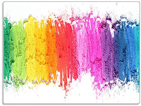 Wallario Glasunterlage/Schneidebrett aus Glas, Regenbogenstreifen auf weißem Hintergrund - Bunter Anstrich, Größe 30 x 40 cm, Kratzfest, aus Sicherheitsglas