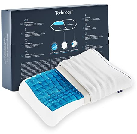 Technogel New Generation Original Anatomic Curve Orthopädisches Nackenstütz-Kopfkissen Antibakteriell,HWS-Gel-Kissen für Rücken-& Seitenschläfer inkl. Kissenbezug 66x40x09cm