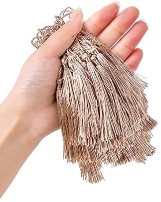 100 Stück Handgefertigte Seidige Mini Quasten,Bunte Quasten-Lesezeichen,Gerade Quasten Anhänger mit Seile Schlaufe für Schmuckherstellung DIY Handwerk Zubehör Taschen Lesezeichen Souvenirs,Kamel