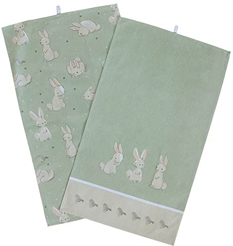 matches21 Küchenhandtücher Geschirrtücher süße Osterhasen für Frühling & Ostern Heimtextilien 2er Set 40x70 cm Baumwolle