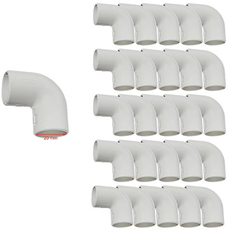 Rohrbogen Steckbogen Kabelrohr Isolierrohr Elektrorohr Bogen 90° Verbindung PVC ⌀ 20 mm 25x W2
