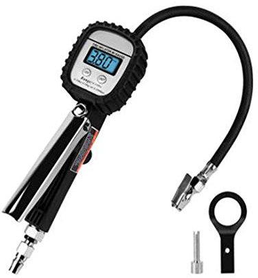 SHALOLY Lettura LCD del Monitor della Pressione dei Pneumatici per autoveicoli, mandrino ad Aria a Clip con Tubo in Gomma da 30 cm, manometro per Pneumatici