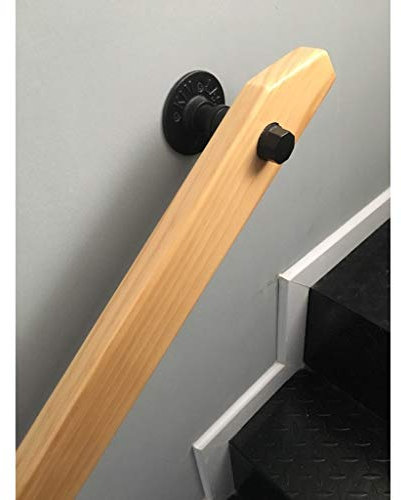 LUNEZY Treppengeländer Handlauf 1ft-20ft Handlauf – Komplettes Set. Massivholz-Treppengeländer/Handläufe, natürlicher Kieferngriff und Eisenhalterung, Villa Loft Interior Alter rutschfest