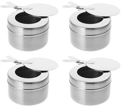 Cabilock 4 pcs Stainless Steel Fuel Holders Chafing Fuel Holders with Cover for Buffet Barbecue Party Supplies Buffet Server