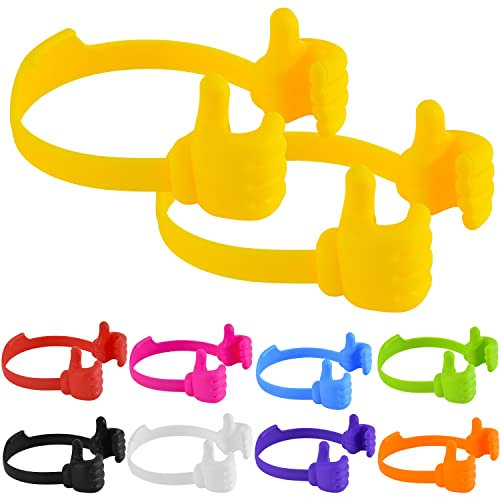 Maudzlan Phone stand holder 2 Pcs thumbs up lazy hand arm finger holder novelty portable desk mobile cell phone kickstand cute cheap accessories gifts for teen kid girl (Yellow)