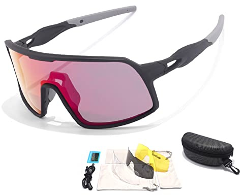 Lixada Sport Sonnenbrille Schnellebrille Radsportbrillen, Uv-Schutz Radfahren Herren Damen Outdoor Sports Sonnenbrille Für Outdooraktivitäten Radfahren Laufen Glof Ski Im Freien +3 Wechselgläsern