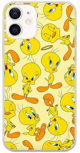 Ert Group custodia per cellulare per Iphone 12 Mini originale e con licenza ufficiale Looney Tunes, modello Tweety 010 adattato in modo ottimale alla forma dello smartphone, custodia in TPU
