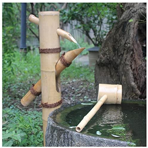 Kit Fontaine en Bambou avec Pompe, MEZITZ, Fontaine Japonaise Intérieure Extérieure, Caractéristiques De l'eau en Bambou pour Le Jardin