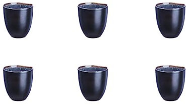Björn, Collection Iris, Lot de 6 Tasses à Café en Grès avec Email Réactif, Bleu Foncé - Compatible Micro-ondes et Lave-vaisselle