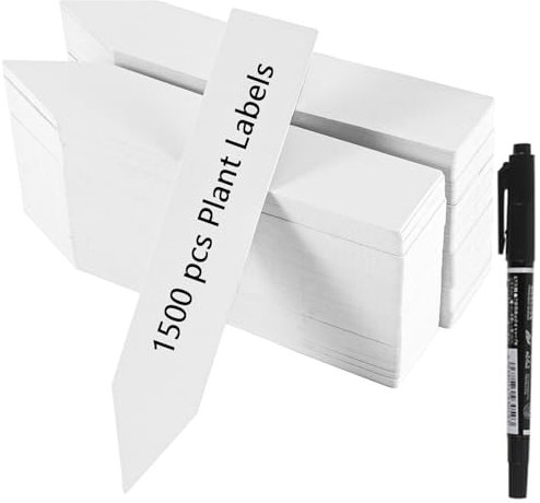 DAKFOOK 1500 Pcs White Plastic Plant Labels, 10 x 2cm Waterproof Garden Plant Name Tags, 4 Inch Reusable Plastic Plant Tags for Indoor Outdoor Plants