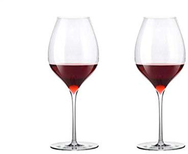 AGAATI Kristall-Weingläser, Rotweingläser, Kristall-Weinbecher, Kelch, lasergeschnittener Rand für Elegante Party-Glaswaren, 2er-Set, Glaskelch (Farbe: transparent)