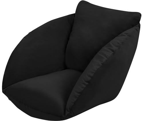 Ferocity Hängesessel Kissen aus Samt, Velvet Polster Bodenkissen für Schwenksessel, Auflage für Baumwoll Hängeschaukel, Hängekorb, Hängestuhl, Rückenkissen in der Farbe Schwarz [114]