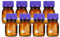 PATIKIL 8 Pack Reagent Media Storage Bottles, 100ml Borosilicate Glass Graduated Round Bottles with GL45 Blue Screw Cap for Lab Water Reagent Liquids, Brown