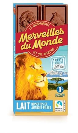 MERVEILLES DU MONDE - Merveilles Du Monde Tablette Choco Lait Noisettes Amandes Pilées - 100G - Lot De 4 - Vendu Par Lot