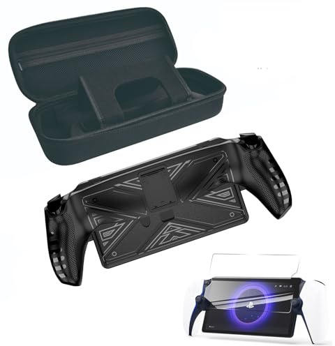 XBERSTAR Hülle kompatibel mit PS5-Portal, harte Tragetasche, Tragegriff, Portal-Schutzhülle für sichere Aufbewahrung, Reiseetui-Aufbewahrung für PS-Portal-Zubehör (schwarze Hülle + Tasche + Folie)