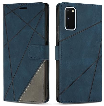 SONWO Coque pour Samsung Galaxy S20, Protection Housse Etui en Cuir PU Portefeuille avec Emplacements Cartes et Fonction Support pour Galaxy S20, Bleu