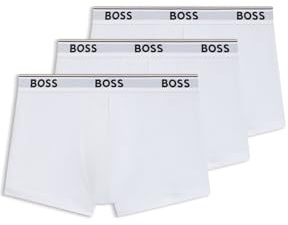 BOSS 3er Pack Herren Power Boxer Trunks Boxershorts Unterhosen Cotton Stretch, Farbe:Weiß, Wäschegröße:XL, Artikel:-100 White