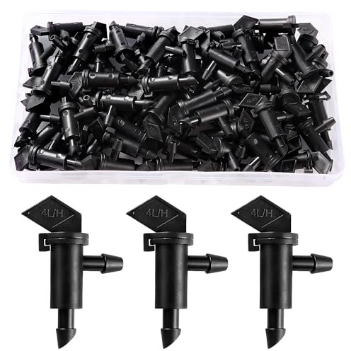 VooGenzek 60 Piezas 1 GPH 4L/H Riego por Goteo Goteros Bandera Emisor, Bandera de Plástico Gotero, Goteros Riego de Bandera de Jardín, para Goteo Conectar Manguera, Negro
