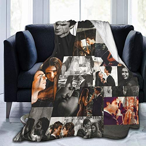 Amkong Damon Elena TV-Show-Fans, Geschenke, Collage, Decke, Vampir-Merch, Poster, Dekorationen, weiche Überwurfdecke, Flanell-Fleece-Decken für Bettwäsche, Couch, Sofa, Picknick, Reisen, 203,2 x 152,4