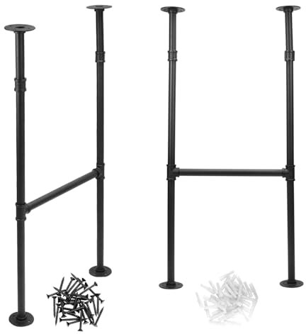QWORK® 2 Stücke Industrierohr-Tischbeine aus Metall, 96 x 36 cm, Gusseisen-Basisbeine für DIY-Möbelprojekte