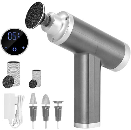 Electric Foot File Feet Hard Skin Remover, 10 Adjustable Speeds, Digital Display, Professional Callus Remover Foot Grinder Pedicure Tools Foot Scrubber for Dead Skin Cracked Heels Calluses, FCR-3