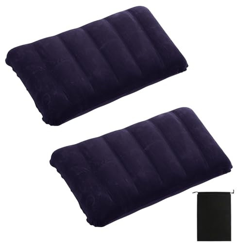 VEGCOOAufblasbares Kissen, 2 Stück, 30 x 37 cm, Klein, Leicht, Wasserdicht, Perfekt für Reisen, Camping, Outdoor, Angeln, Strand (Tiefviolettes Blau)
