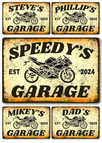 Personalised Metal Signs - Custom Plaque for Home Decor, Wall Art, Man Cave, Door, House, Shed, Bedroom (Motorbike Racing Bike)