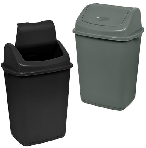 Daniel James 30 Litre Swing Bin - 30l Waste Recycling Bin with Swing Flip Top Lid - Durable Plastic Rubbish Bin for Kitchen, Bathroom, Bedroom & Office - Black Dustbin, 30 Litre