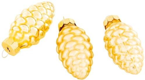 Weihnachtsschmuck Tannenzapfen Ø 23 mm Winterdeko Zapfen in Gold, 13 Stück - Christbaumkugeln aus Glas für schöne Weihnachtsdeko, idealer Baumschmuck für drinnen - Weihnachtsbaumschmuck