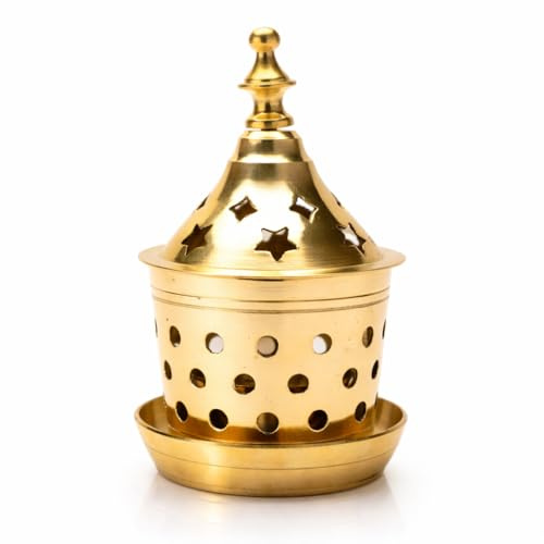 Brass Diya Star Shape Akhand Diya Oil Lamp Puja Decorative Indian Traditional Brass Housewarming Pooja Laxmi Poojan Diwali Mandir Temple Festival Home Decor Gift (Golden)(Size:- H 4 Inch x L 2 Inch)