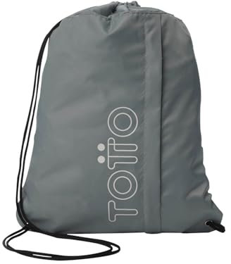TOTTO - Mochila Cuerdas, Modelo Curvigrafo, Mochila Deportiva con Bolsillo Delantero, Doble Bolsillo, Mochila Saco, Ajuste con Cordón, Gran Capacidad, Ligera y Resistente, Color Monument Gris