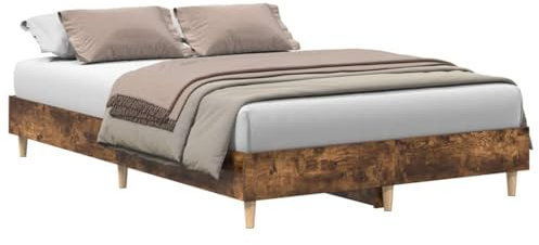 vidaXL Bettgestell ohne Matratze Räuchereiche 120x190 cm Holzwerkstoff, Bettrahmen, Bett, Palettenbett, Schlafzimmermöbel, Doppelbett, Plattenbett
