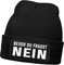 MoonWorks® Herren Beanie mit Patch Strickmütze mit Spruch Bevor du fragst Nein Aufdruck Lustig Mütze Männer Schwarz Unisize