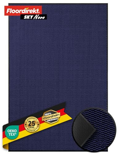 Floordirekt Premium Fußmatte für Eingangsbereich, 120x180cm Blau, Schmutzfangmatte für Innen und Außen, rutschfest & waschbar, Sauberlaufmatte für Flur, Teppich für Haustür, Sky Novo