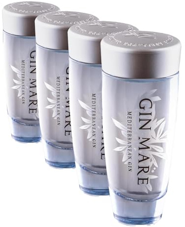 Gin Mare Mediterranean Gin mignon 50 ml – Premium Gin con 4 botaniche principali che ricordano le coste mediterranee. 42,7% vol. (Confezione da 4)