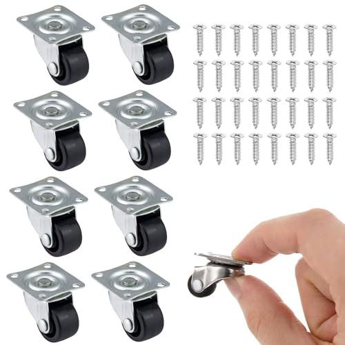 8 Stück Möbelrollen Klein, 25mm 360 Grad Lenkrollen set Schwerlastrollen set Möbelrollen, Leise Schwenkrollen Transportrollen mit Schrauben für Mini Möbel Aufbewahrungsbox