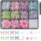 3D Bow Nail Charms, 24 Grids Resin Colorful Star Bowknot for Nail Charms y2k, Nail Art Stuff Decorations with Pickup Tool