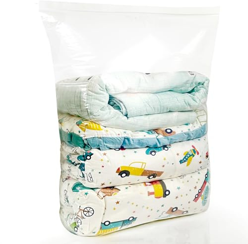 6 sacchetti con cerniera extra grandi, 60 x 80 cm, richiudibile, con chiusura lampo, antipolvere e impermeabile, trasparente, per vestiti, biancheria da letto