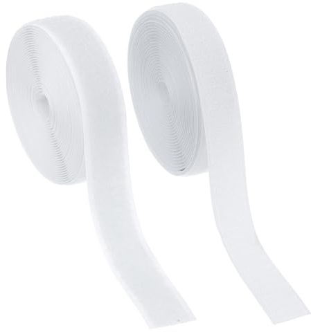 YELARXI Klettband zum Aufnähen, 2,5 cm breit, nicht klebende Rückseite, Nylon-Nähverschlussstreifen, ineinandergreifendes Stoffband, 4,5 m, geeignet für Kleidung, Handwerk, Nähen, DIY-Projekte, Weiß